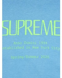 blaues bedrucktes T-Shirt mit einem Rundhalsausschnitt von Supreme