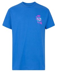 blaues bedrucktes T-Shirt mit einem Rundhalsausschnitt von Anti Social Social Club