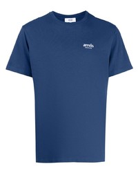 blaues bedrucktes T-Shirt mit einem Rundhalsausschnitt von Arrels Barcelona