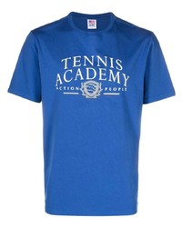 blaues bedrucktes T-Shirt mit einem Rundhalsausschnitt von AUTRY
