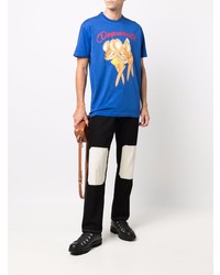 blaues bedrucktes T-Shirt mit einem Rundhalsausschnitt von DSQUARED2