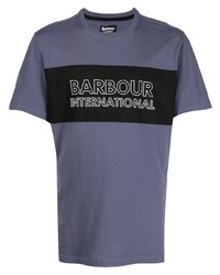 blaues bedrucktes T-Shirt mit einem Rundhalsausschnitt von Barbour