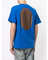 blaues bedrucktes T-Shirt mit einem Rundhalsausschnitt von A Bathing Ape