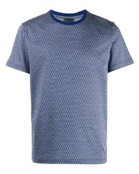 blaues bedrucktes T-Shirt mit einem Rundhalsausschnitt von Billionaire
