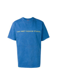 blaues bedrucktes T-Shirt mit einem Rundhalsausschnitt von C.E