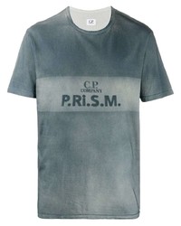 blaues bedrucktes T-Shirt mit einem Rundhalsausschnitt von C.P. Company