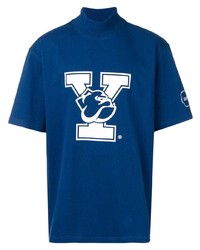 blaues bedrucktes T-Shirt mit einem Rundhalsausschnitt von Calvin Klein 205W39nyc