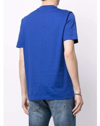 blaues bedrucktes T-Shirt mit einem Rundhalsausschnitt von Emporio Armani