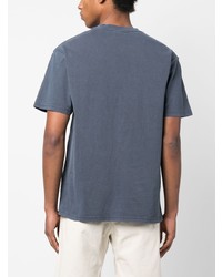 blaues bedrucktes T-Shirt mit einem Rundhalsausschnitt von Gramicci
