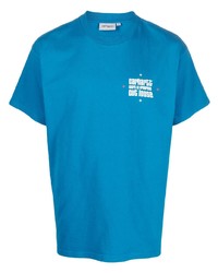 blaues bedrucktes T-Shirt mit einem Rundhalsausschnitt von Carhartt WIP
