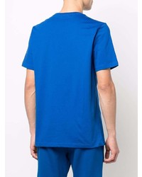 blaues bedrucktes T-Shirt mit einem Rundhalsausschnitt von PS Paul Smith