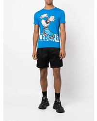 blaues bedrucktes T-Shirt mit einem Rundhalsausschnitt von Iceberg