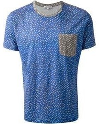 blaues bedrucktes T-Shirt mit einem Rundhalsausschnitt von Carven