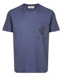 blaues bedrucktes T-Shirt mit einem Rundhalsausschnitt von Cerruti 1881