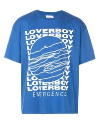 blaues bedrucktes T-Shirt mit einem Rundhalsausschnitt von Charles Jeffrey Loverboy