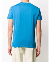 blaues bedrucktes T-Shirt mit einem Rundhalsausschnitt von DSQUARED2