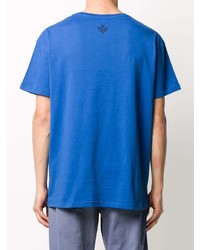 blaues bedrucktes T-Shirt mit einem Rundhalsausschnitt von Mr & Mrs Italy
