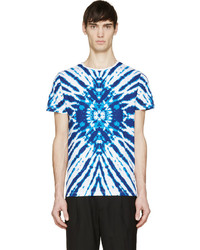 blaues bedrucktes T-Shirt mit einem Rundhalsausschnitt von CNC Costume National