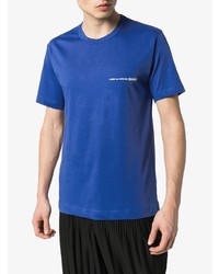 blaues bedrucktes T-Shirt mit einem Rundhalsausschnitt von Comme Des Garcons SHIRT