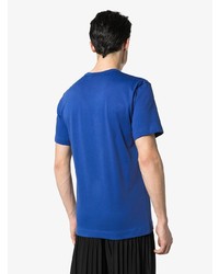 blaues bedrucktes T-Shirt mit einem Rundhalsausschnitt von Comme Des Garcons SHIRT