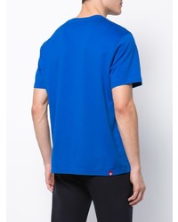 blaues bedrucktes T-Shirt mit einem Rundhalsausschnitt von Mostly Heard Rarely Seen 8-Bit