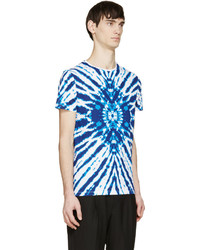 blaues bedrucktes T-Shirt mit einem Rundhalsausschnitt von CNC Costume National