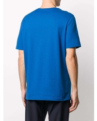 blaues bedrucktes T-Shirt mit einem Rundhalsausschnitt von Salvatore Ferragamo