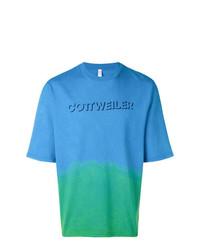 blaues bedrucktes T-Shirt mit einem Rundhalsausschnitt von Cottweiler