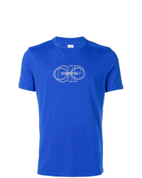 blaues bedrucktes T-Shirt mit einem Rundhalsausschnitt von CP Company