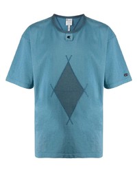 blaues bedrucktes T-Shirt mit einem Rundhalsausschnitt von Craig Green