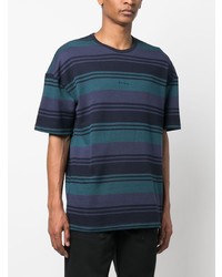 blaues bedrucktes T-Shirt mit einem Rundhalsausschnitt von Paul Smith