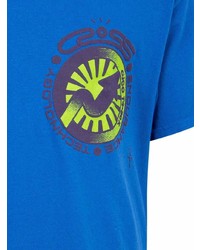 blaues bedrucktes T-Shirt mit einem Rundhalsausschnitt von Travis Scott