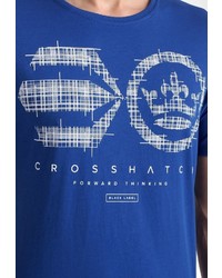 blaues bedrucktes T-Shirt mit einem Rundhalsausschnitt von Crosshatch
