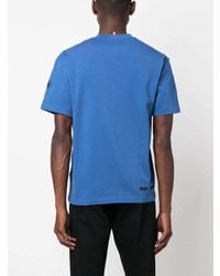 blaues bedrucktes T-Shirt mit einem Rundhalsausschnitt von MONCLER GRENOBLE