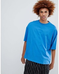 blaues bedrucktes T-Shirt mit einem Rundhalsausschnitt von Asos