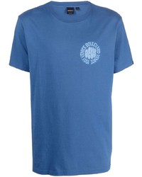 blaues bedrucktes T-Shirt mit einem Rundhalsausschnitt von Deus Ex Machina