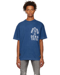 blaues bedrucktes T-Shirt mit einem Rundhalsausschnitt von DEVÁ STATES