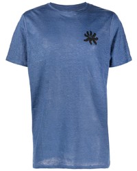 blaues bedrucktes T-Shirt mit einem Rundhalsausschnitt von District Vision