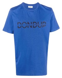 blaues bedrucktes T-Shirt mit einem Rundhalsausschnitt von Dondup