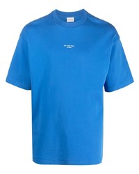 blaues bedrucktes T-Shirt mit einem Rundhalsausschnitt von Drôle De Monsieur