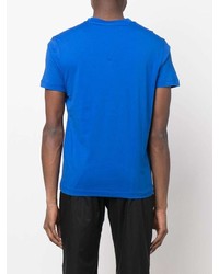 blaues bedrucktes T-Shirt mit einem Rundhalsausschnitt von Emporio Armani