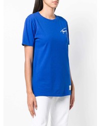 blaues bedrucktes T-Shirt mit einem Rundhalsausschnitt von Tommy Jeans