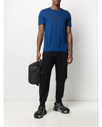 blaues bedrucktes T-Shirt mit einem Rundhalsausschnitt von Emporio Armani