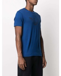 blaues bedrucktes T-Shirt mit einem Rundhalsausschnitt von Emporio Armani