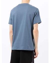 blaues bedrucktes T-Shirt mit einem Rundhalsausschnitt von Armani Exchange