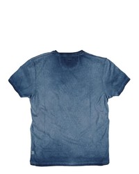 blaues bedrucktes T-Shirt mit einem Rundhalsausschnitt von ENGBERS