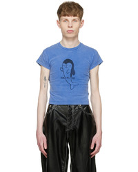 blaues bedrucktes T-Shirt mit einem Rundhalsausschnitt von Eytys