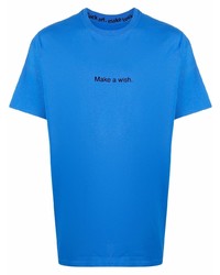 blaues bedrucktes T-Shirt mit einem Rundhalsausschnitt von F.A.M.T.