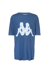 blaues bedrucktes T-Shirt mit einem Rundhalsausschnitt von Faith Connexion