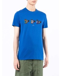 blaues bedrucktes T-Shirt mit einem Rundhalsausschnitt von PS Paul Smith